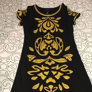 INC Black & Gold embroidered dress. Sz M